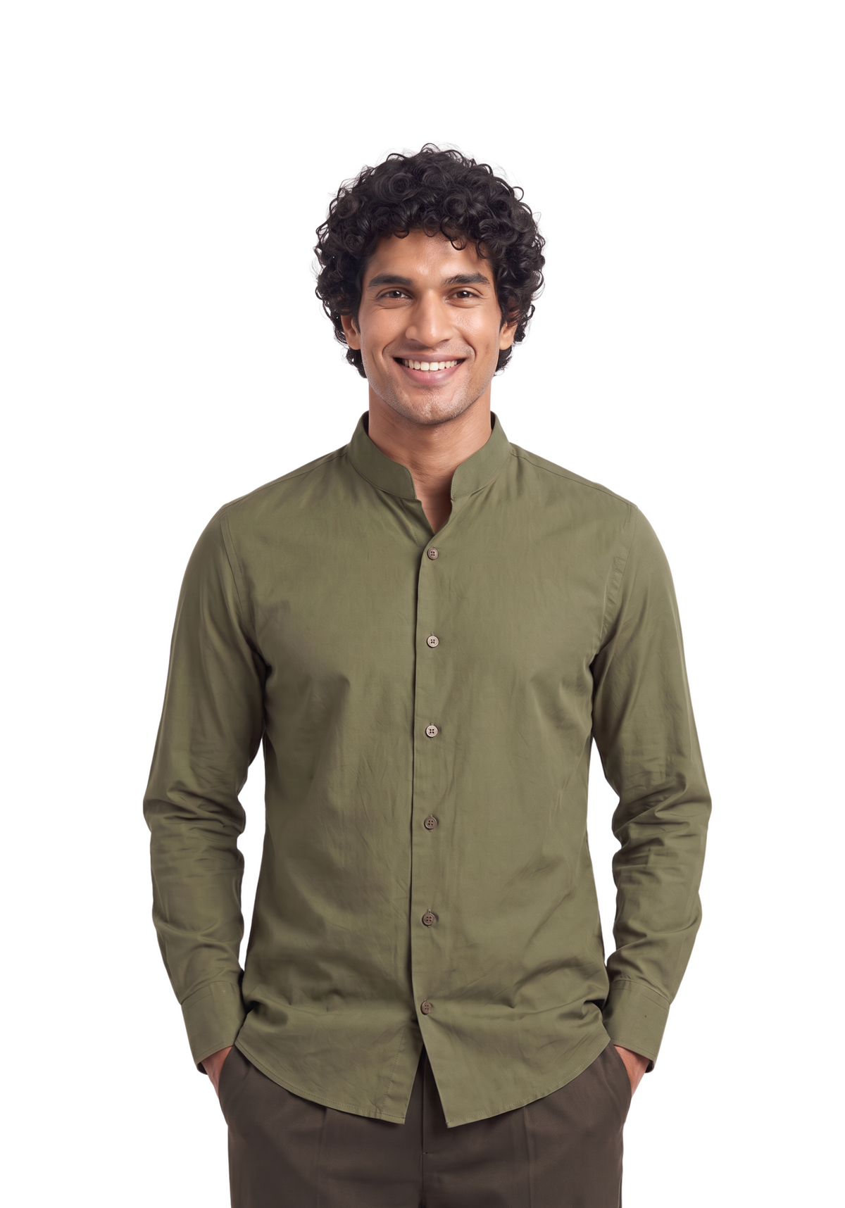 MAUJI  Button Down Shirt Cotton Olive