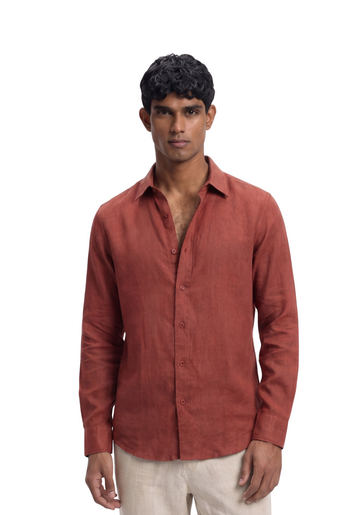 MAUJI pure linen shirt brick