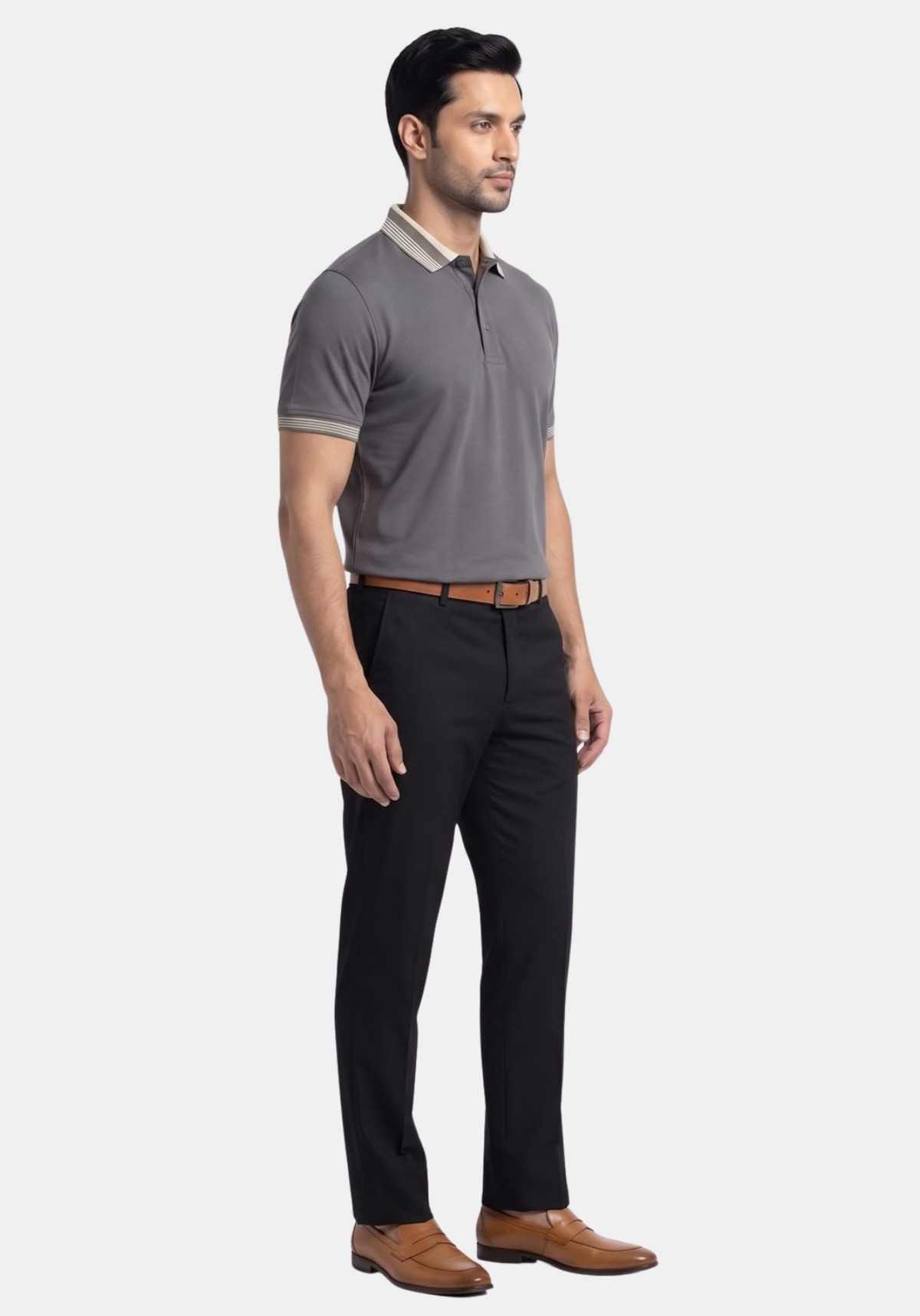 Axis Button Polo Grey