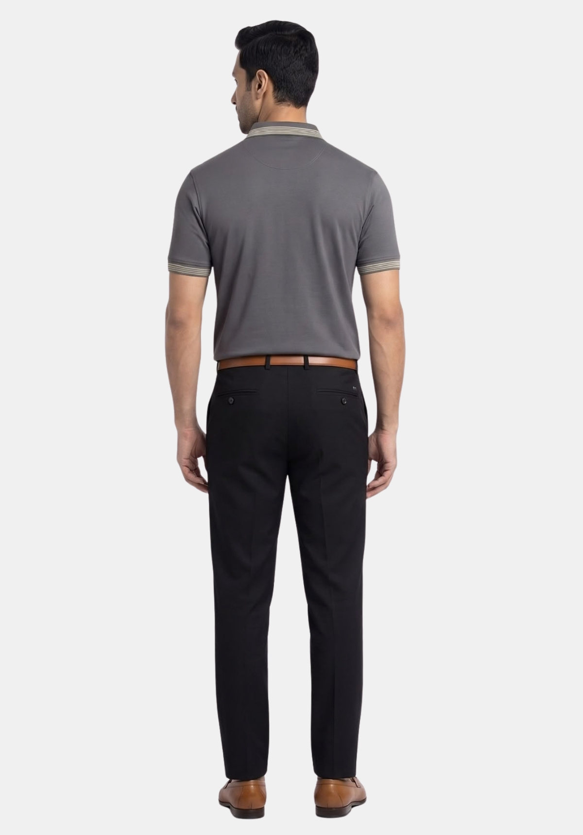 Axis Button Polo Grey