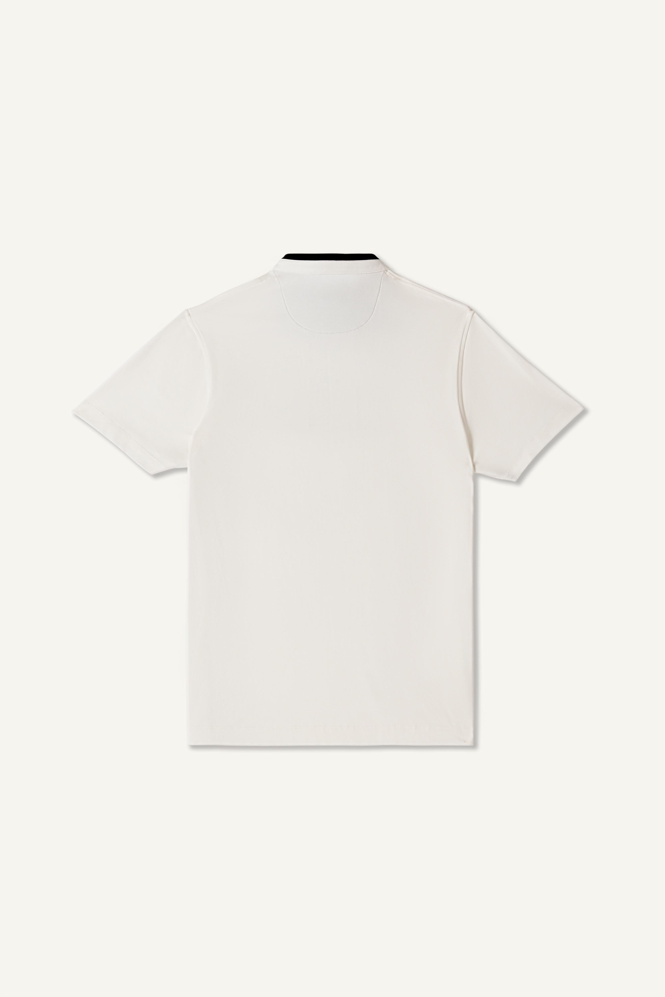Serenity White Suede-Detail Band Collar Shirt